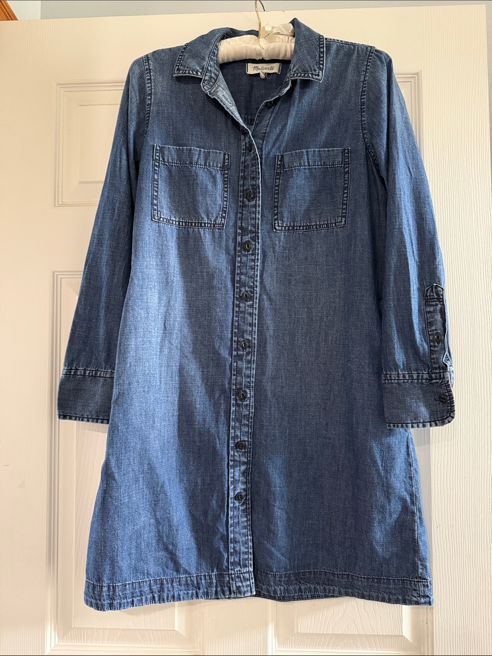 Madewell Blue Button-Front Denim Shirt Dress
